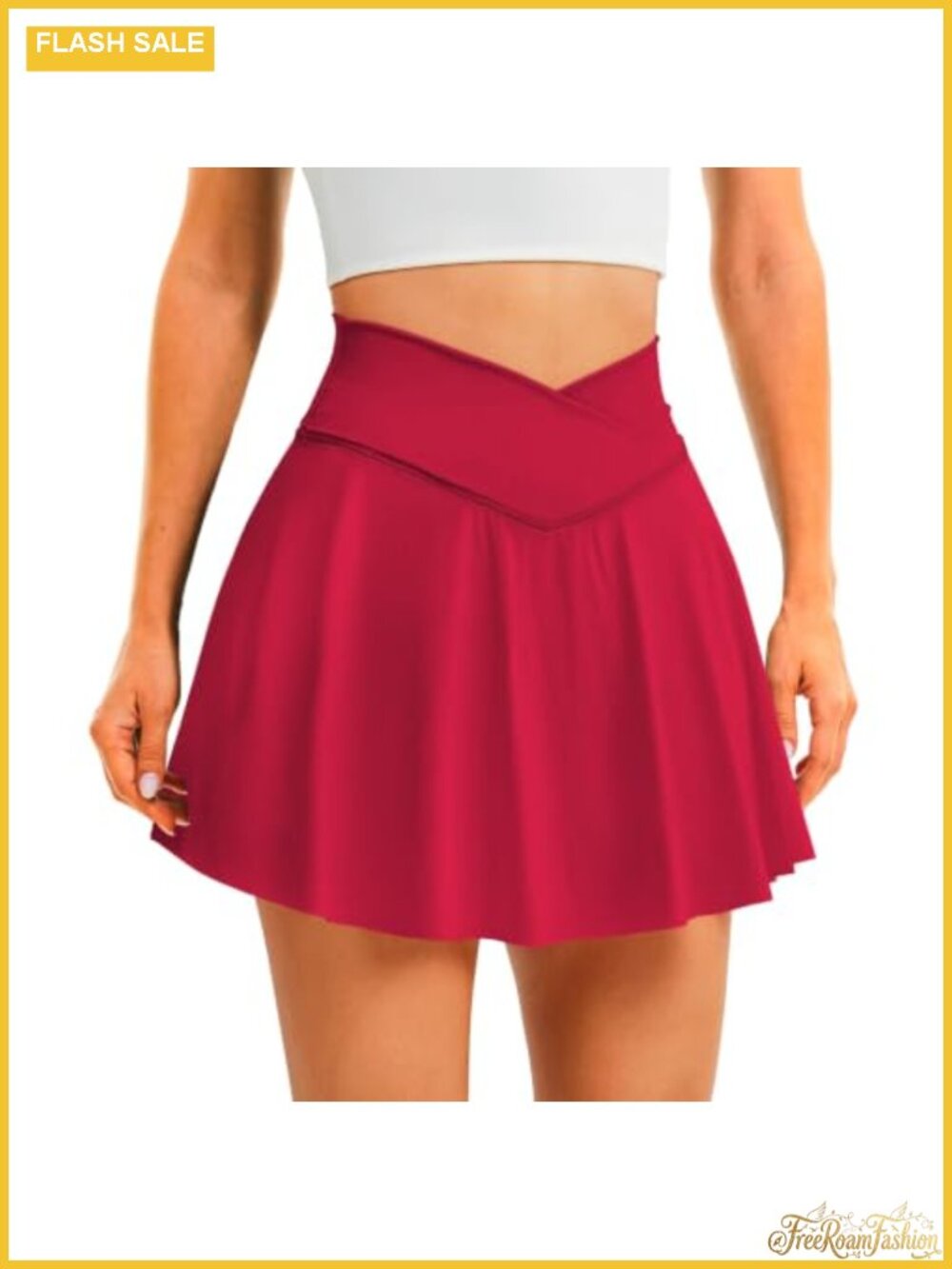 High Waisted Tennis Skort with Pockets Crossover Athletic Skirt